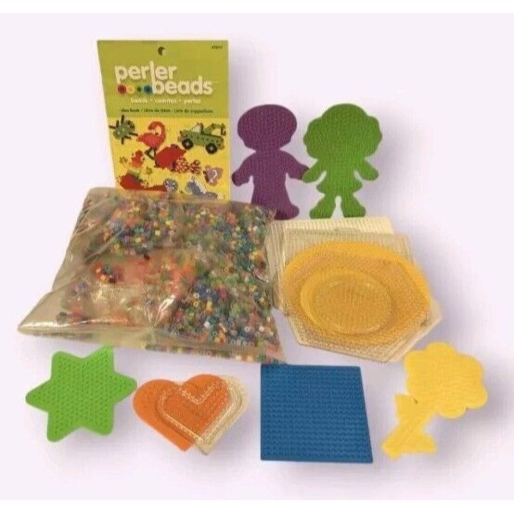 Perler Beads Pegboards Lot Shapes Heart Flower Girl Boy Square Star Booklet Lot
